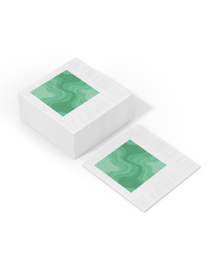 Mint Green Wavey White Coined Napkins, 4.8" x 4.8"