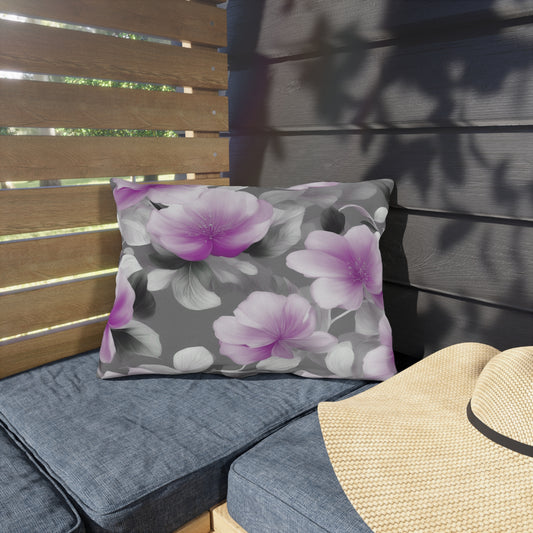Purple Blossom Floral Bunch Outdoor Pillow, 20" x 14"