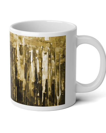 Striped Light Brown 20 oz White Glossy Jumbo Mug