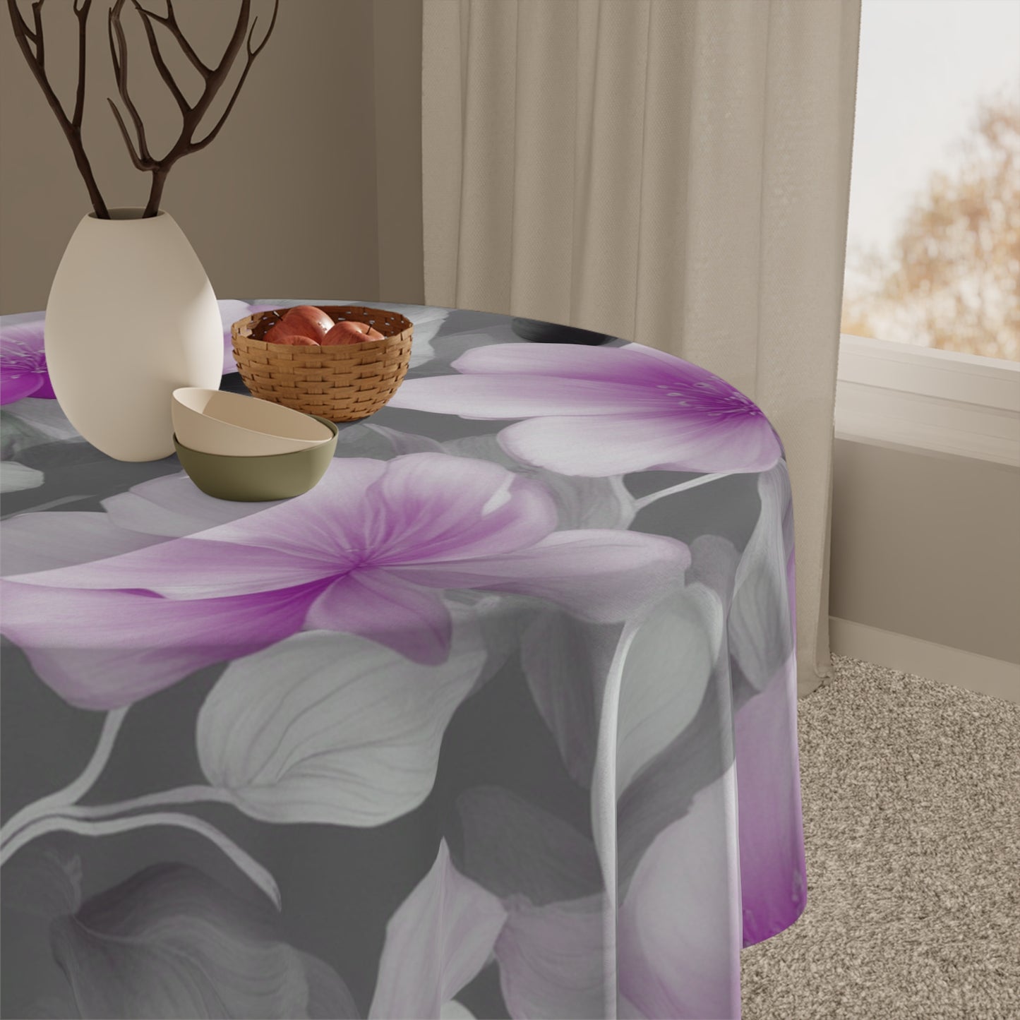 Purple Blossom Floral Bunch Tablecloth, 55" x 55"