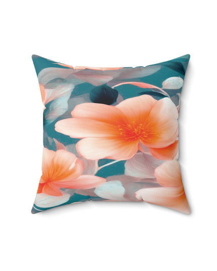 Orange Blossom Floral Bunch Faux Suede Square Pillow, 16" x 16"
