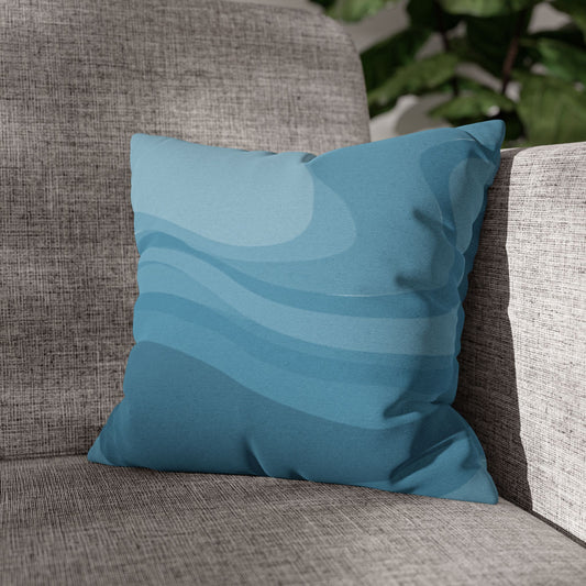 Sky Blue Wavey Spun Polyester Square Pillowcase, 14" x 14"