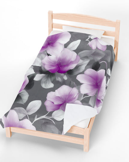 Purple Blossom Floral Bunch Velveteen Plush Blanket, 60" x 80"