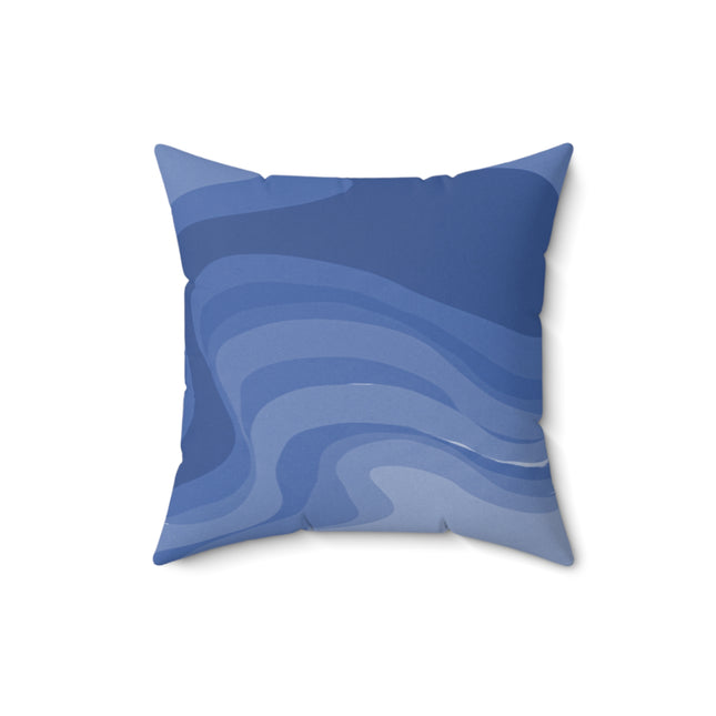Deep Blue Wavey 16" x 16" Faux Suede Square Pillow