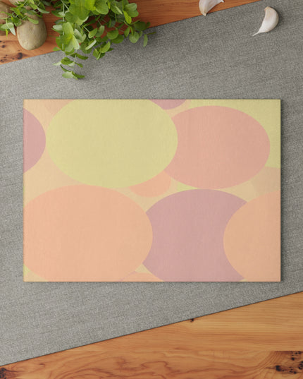 Pastel Hot Peach Patches 8" x 11" Glass Cutting Board