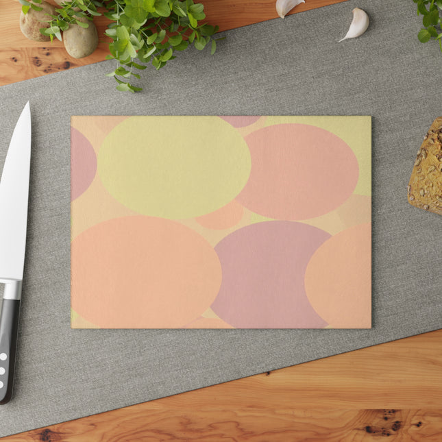 Pastel Hot Peach Patches 8" x 11" Glass Cutting Board