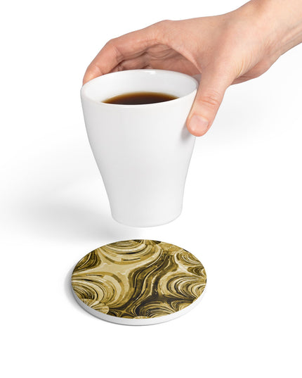 Uzi Spiral Light Brown 4" x 4" Round Ceramic Coaster