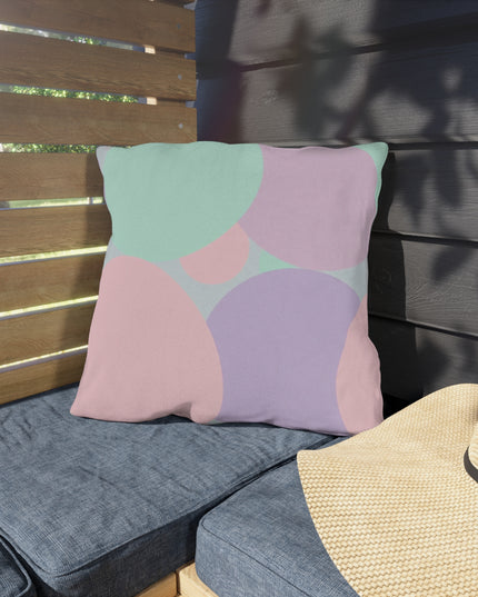 Pastel Peach and Soft Green Patches 18" x 18" Outdoor Pillows