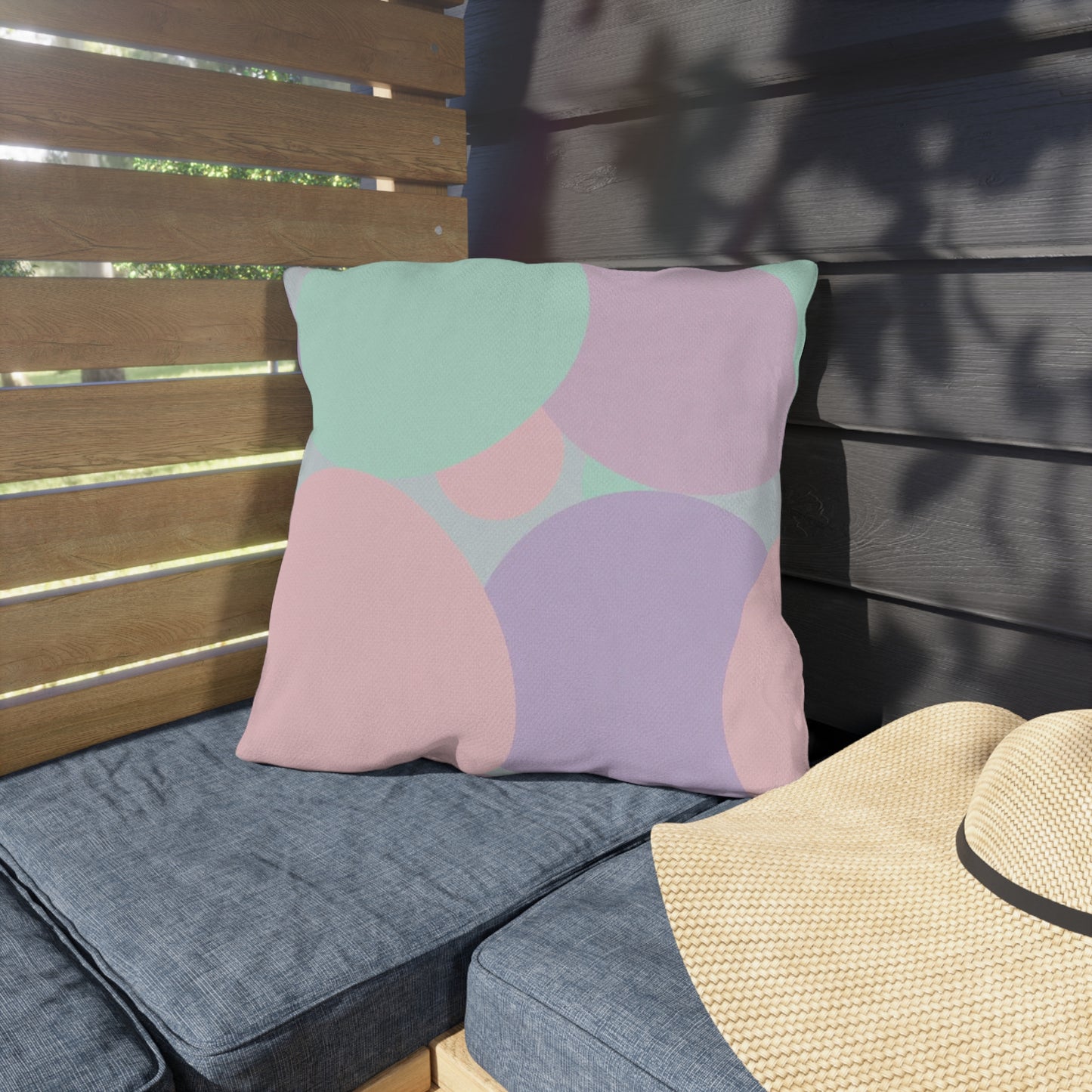 Pastel Peach and Soft Green Patches 18" x 18" Outdoor Pillows
