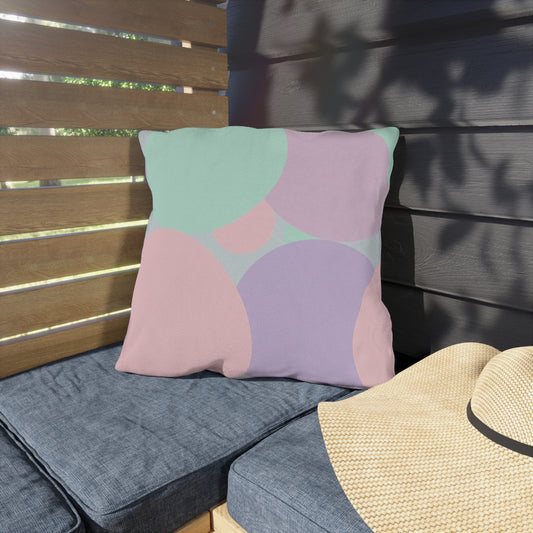 Pastel Peach and Soft Green Patches 18" x 18" Outdoor Pillows