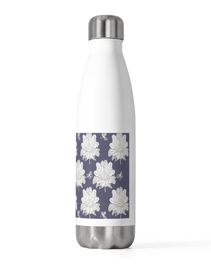 White Floral Butterflies 20oz Insulated Water Bottle