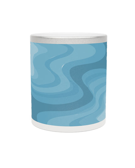 Sky Blue Wavey 11 oz Metallic Mug (Silver\Gold)