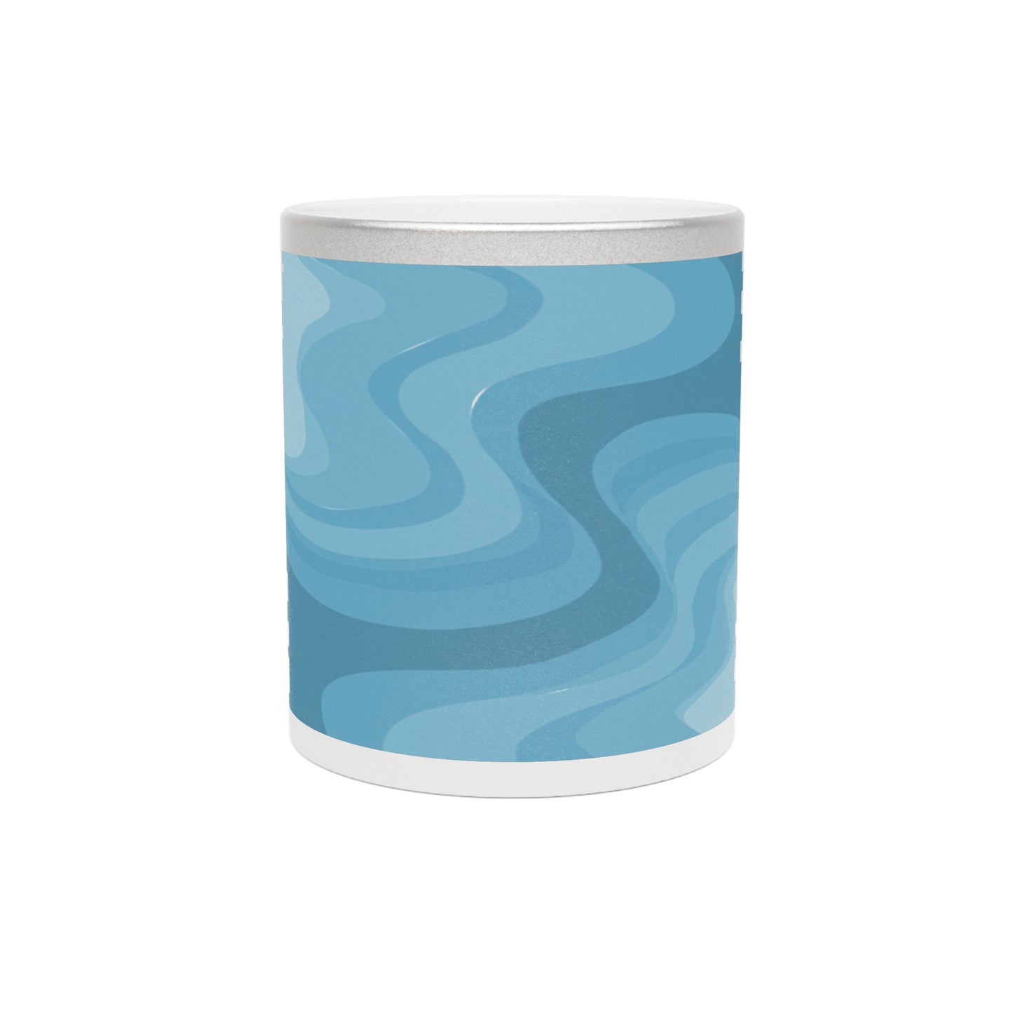 Sky Blue Wavey 11 oz Metallic Mug (Silver\Gold)