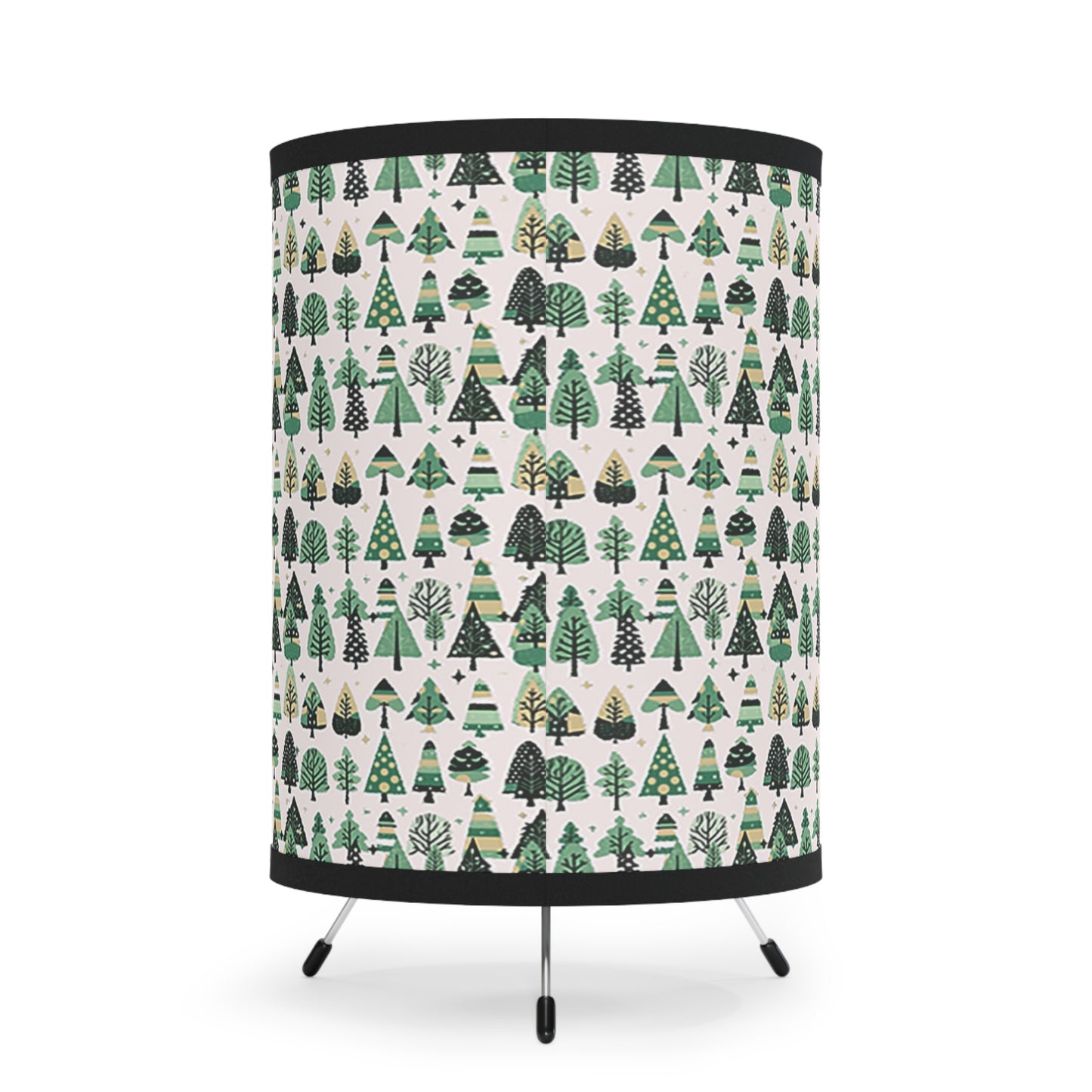 Mini Vintage Green Trees Tripod Lamp with High-Res Printed Shade, US\CA plug