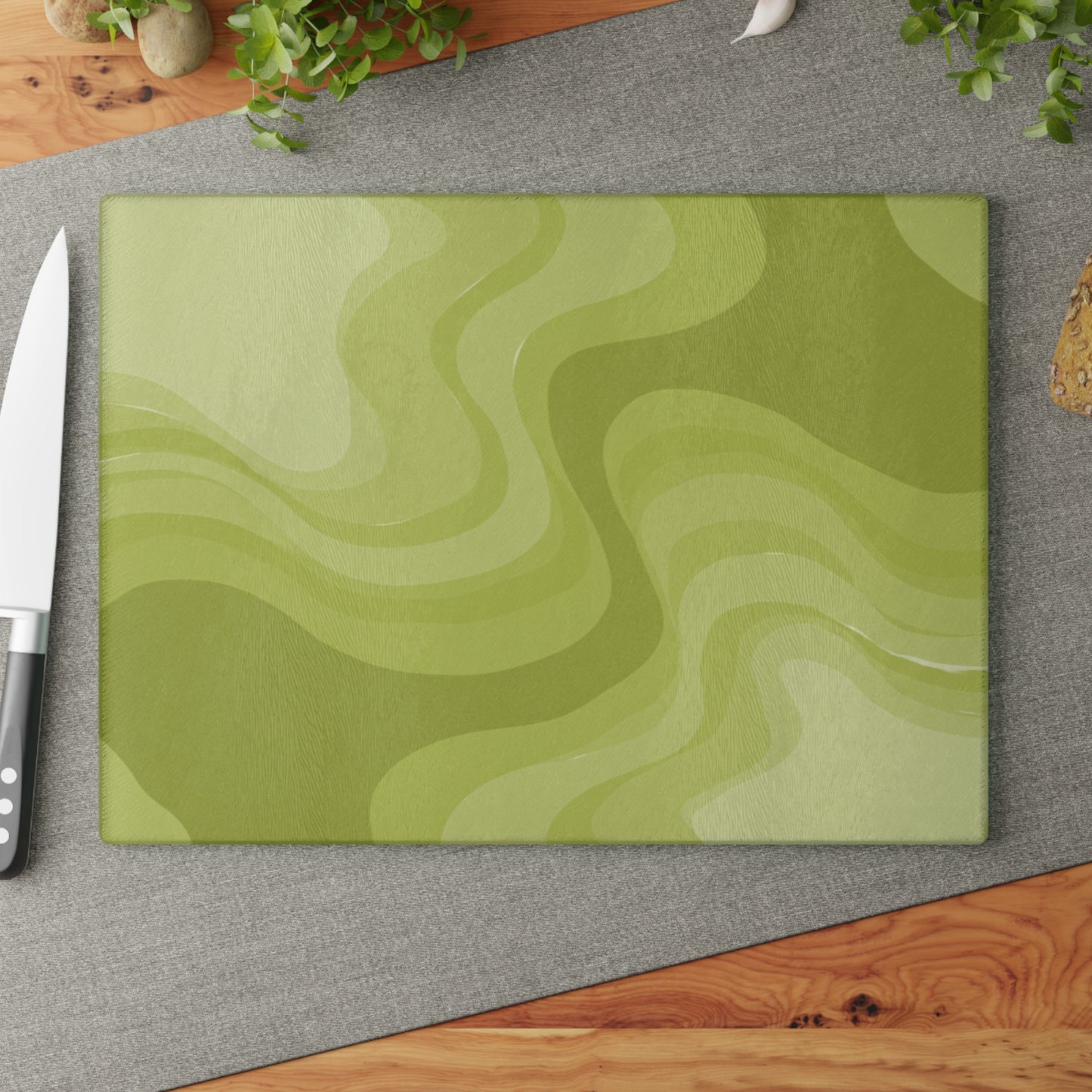 Lemon Wavey Glass Cutting Board, 11" x 15"