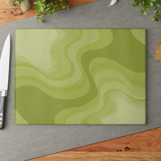Lemon Wavey Glass Cutting Board, 11" x 15"