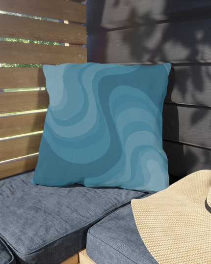 Sky Blue Wavey 18" x 18" Outdoor Pillow