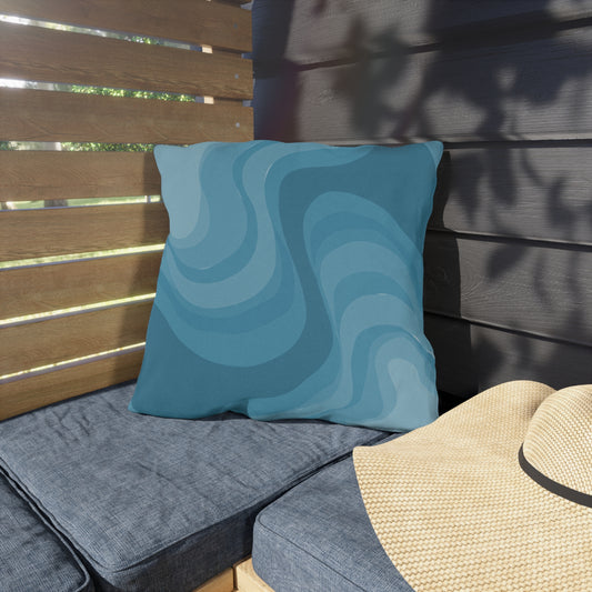 Sky Blue Wavey 18" x 18" Outdoor Pillow