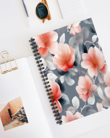 Red Blossom Floral Bunch Spiral Notebook - Ruled Line, 6" x 8", 118 pages