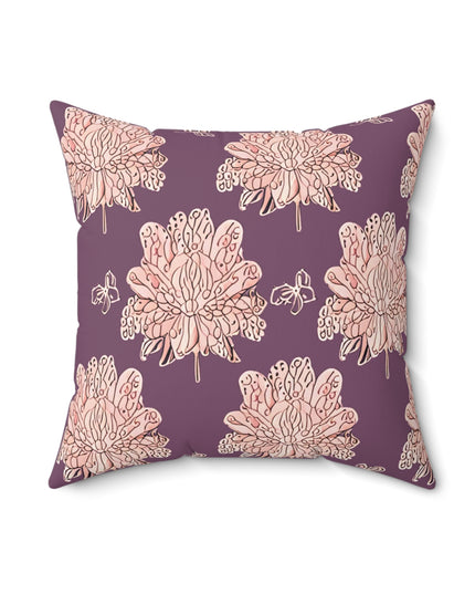 Pink Floral Butterflies 18" x 18" Faux Suede Square Pillow