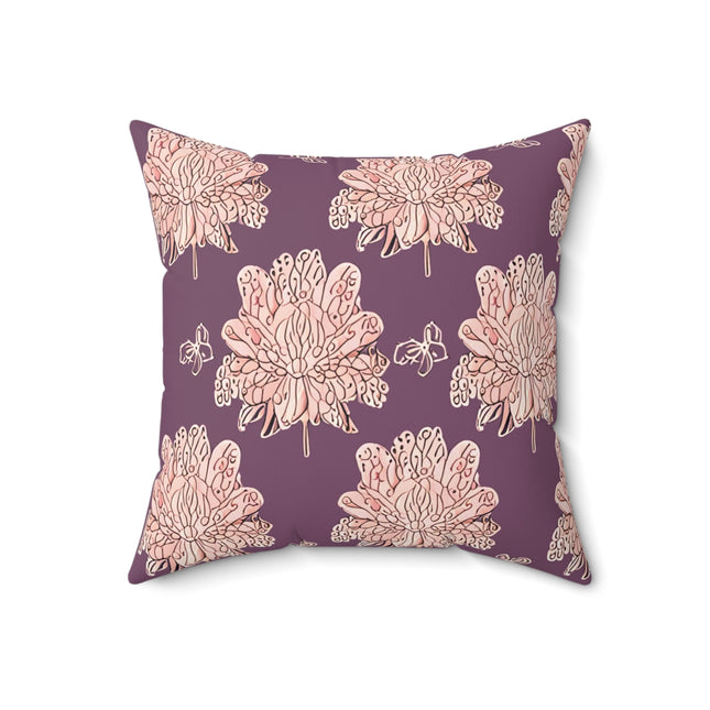 Pink Floral Butterflies 18" x 18" Faux Suede Square Pillow