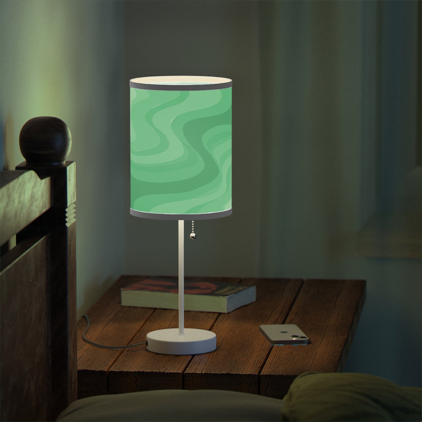 Mint Green Wavey Table Lamp on a White or Silver Stand, US|CA plug