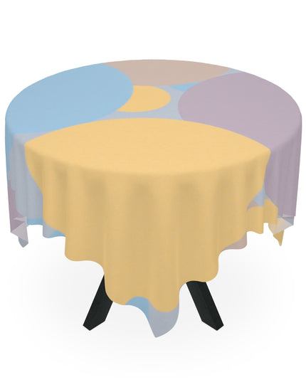 Pastel Baby Blue and Peach Patches Tablecloth, 55" x 55"