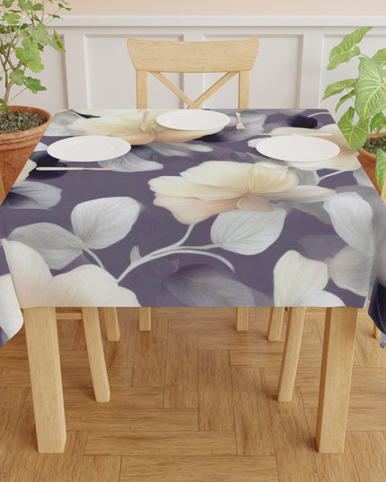 White Blush Floral Bunch Tablecloth, 55" x 55"