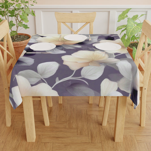 White Blush Floral Bunch Tablecloth, 55" x 55"