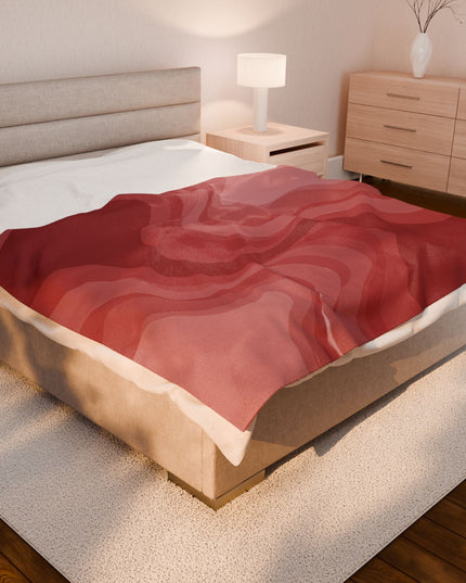 Power Red Wavey Velveteen Plush Blanket, 60" x 80"