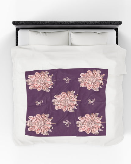 Pink Floral Butterflies Velveteen Plush Blanket, 50" x 60"