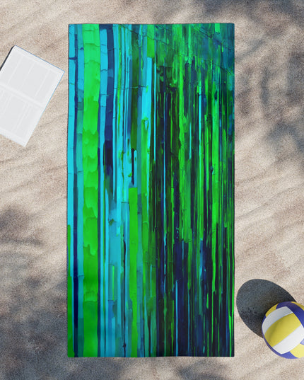 Striped Blue Green Beach Towel, 18" x 27"