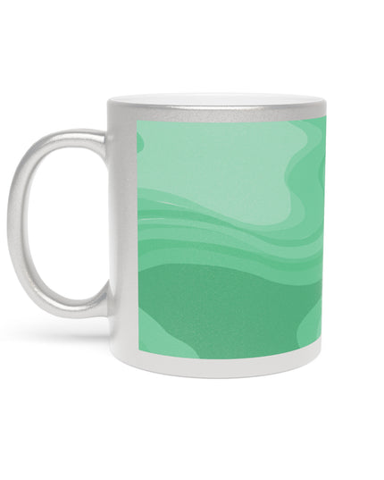 Mint Green Wavey 11 oz Metallic Mug (Silver\Gold)