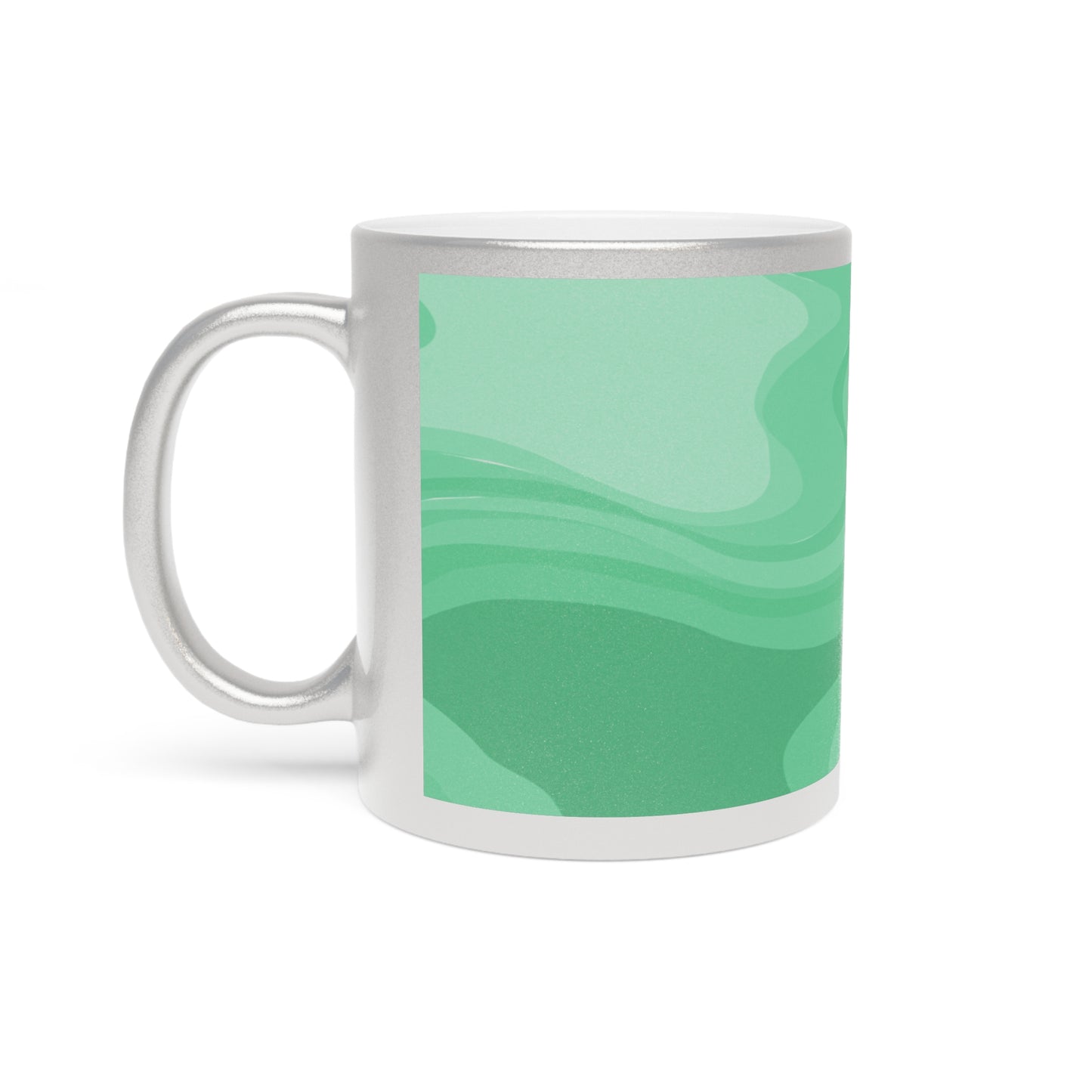 Mint Green Wavey 11 oz Metallic Mug (Silver\Gold)