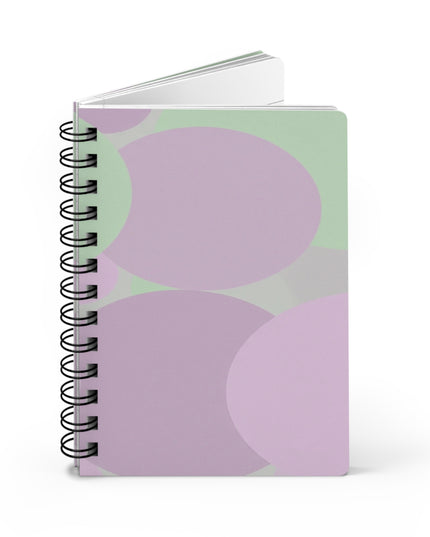 Pastel Lavender Purple and Soft Green Patches Spiral Bound Journal, 5" x 7" 150 pages