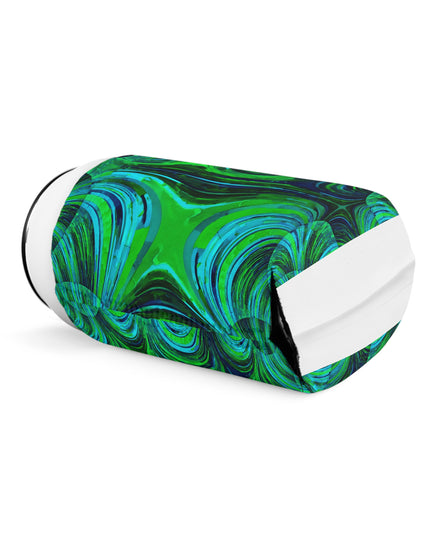 Uzi Spiral Blue Green 12 oz Can Cooler Sleeve