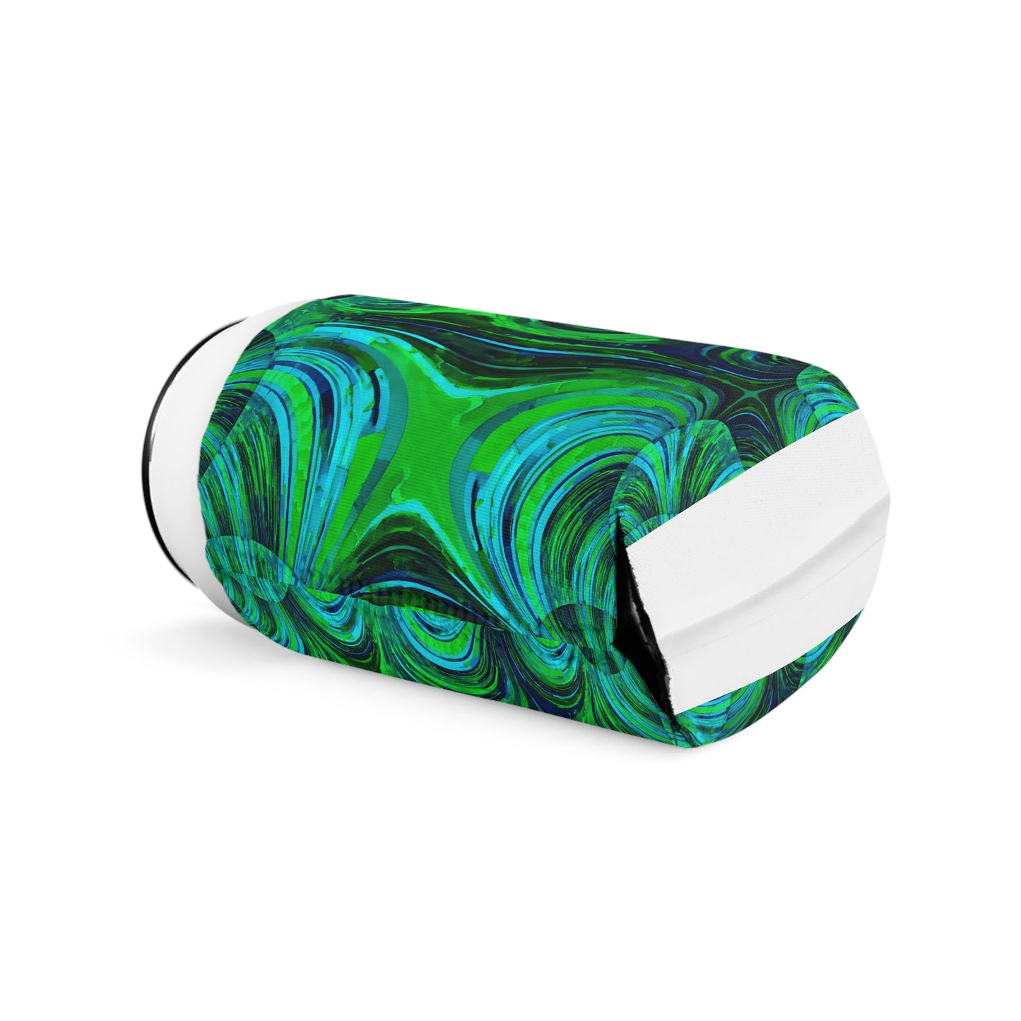Uzi Spiral Blue Green 12 oz Can Cooler Sleeve