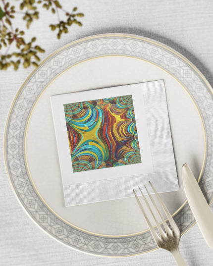 Uzi Spiral Alpha White Coined Napkins, 4.8" x 4.8"