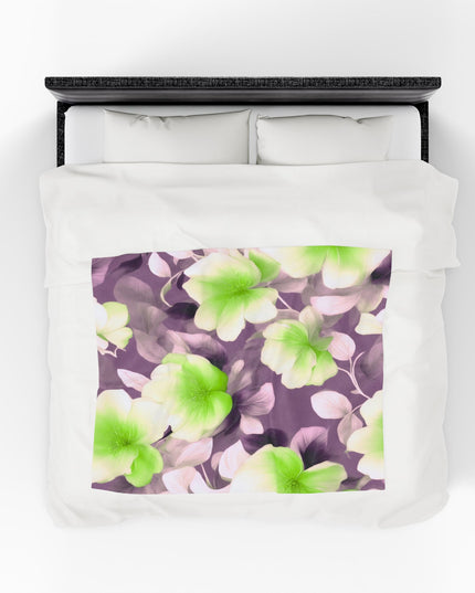 Lime Lavender Floral Bunch Velveteen Plush Blanket, 50" x 60"