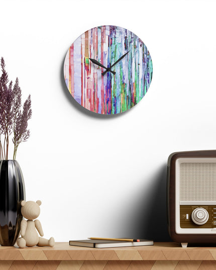 Striped Pastels Acrylic Wall Clock, Round or Square, 10.75" x 10.75"