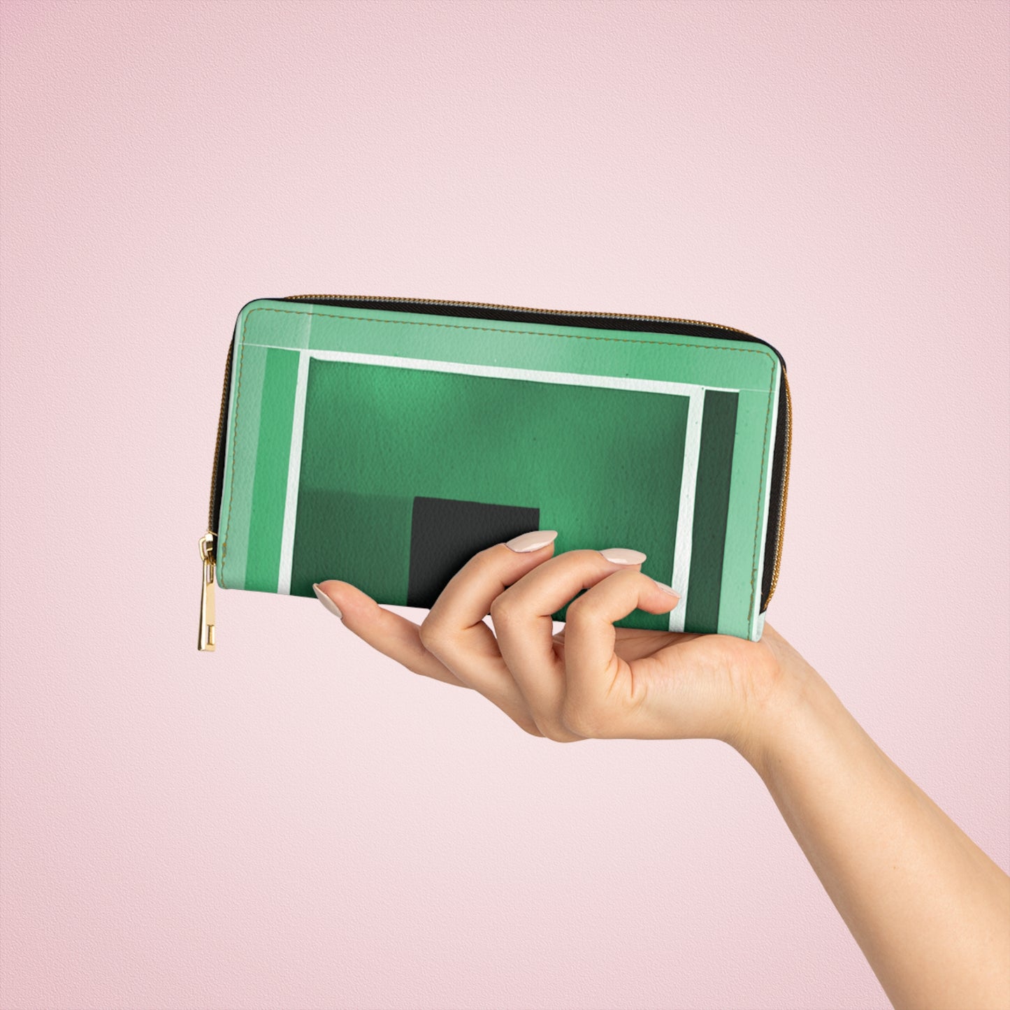 Mint Shadow Elegant Abstract Zipper Wallet - Stylish & Functional Accessory for Everyday Use