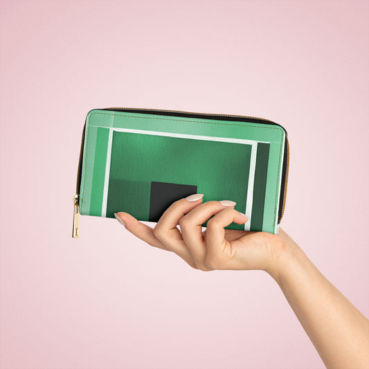 Mint Shadow Elegant Abstract Zipper Wallet - Stylish & Functional Accessory for Everyday Use