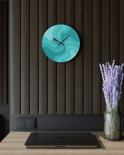 Tif Green Wavey 10.75" x 10.75" Round or Square Acrylic Wall Clock