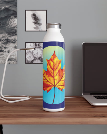 Alpha Maple Leaf Slim Water Bottle, 20 oz White