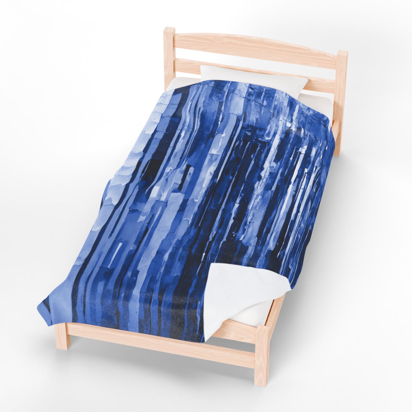 Striped Deep Blue Velveteen Plush Blanket, 60" x 80"