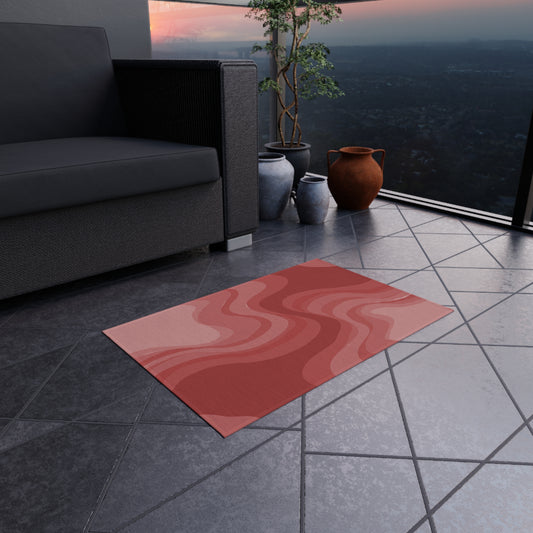 Power Red Wavey 24" x 36" Outdoor Rug