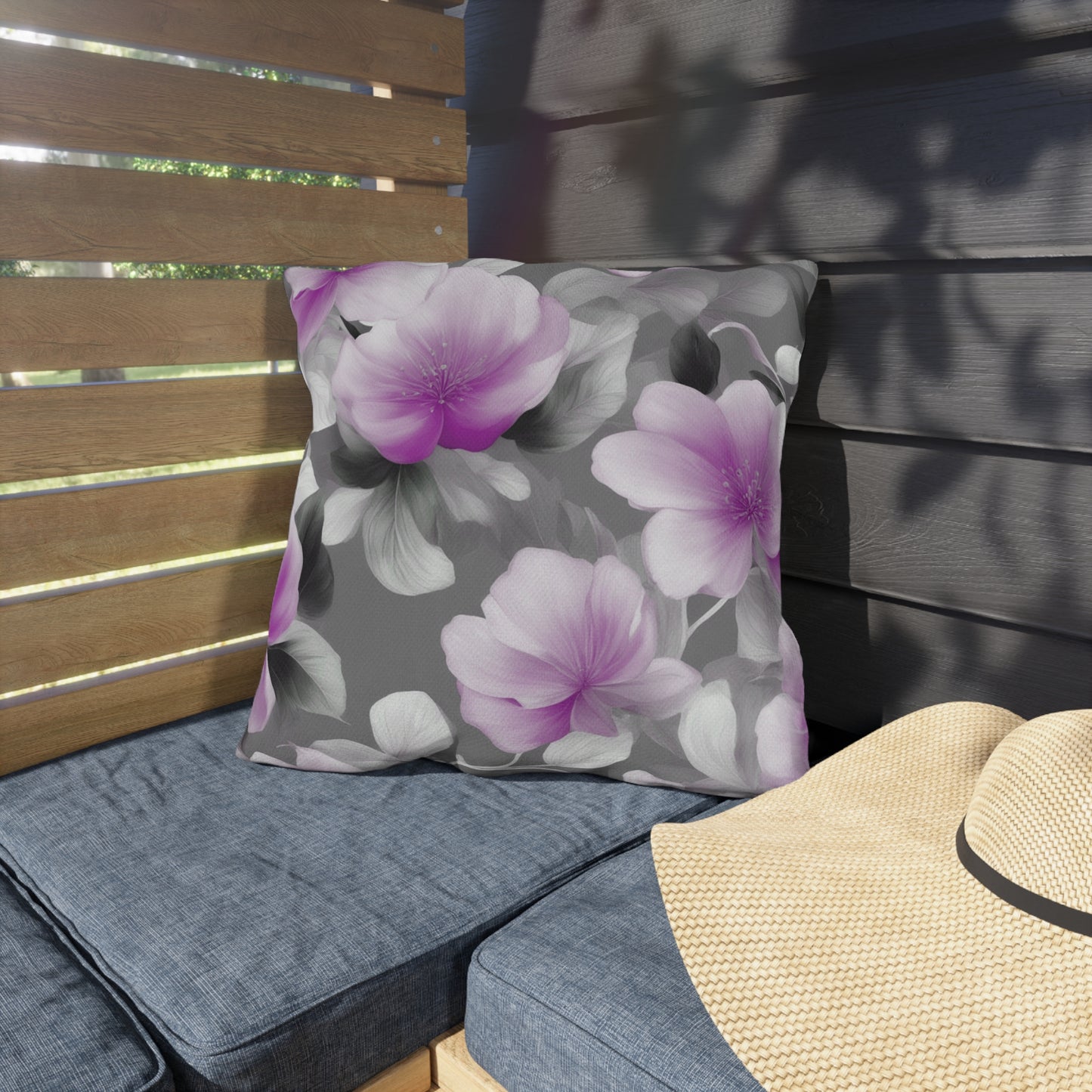 Purple Blossom Floral Bunch 18" x 18" Outdoor Pillow
