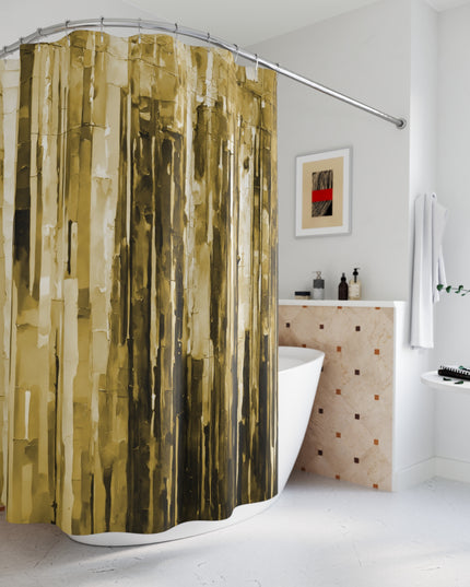 Striped Light Brown Shower Curtains, 71" x 74"