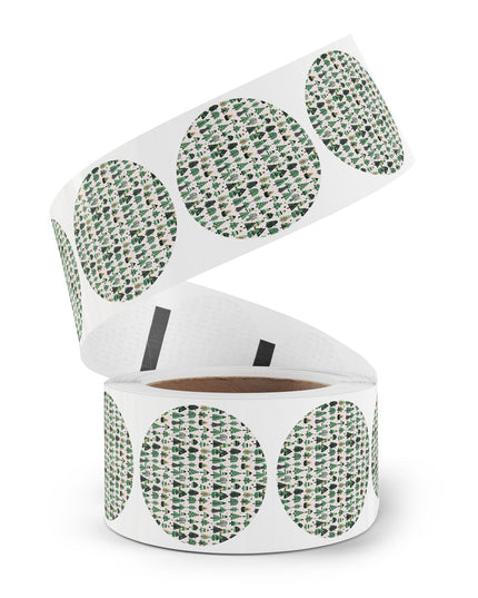 Mini Vintage Green Trees Round Sticker Label Rolls, 2" x 2"