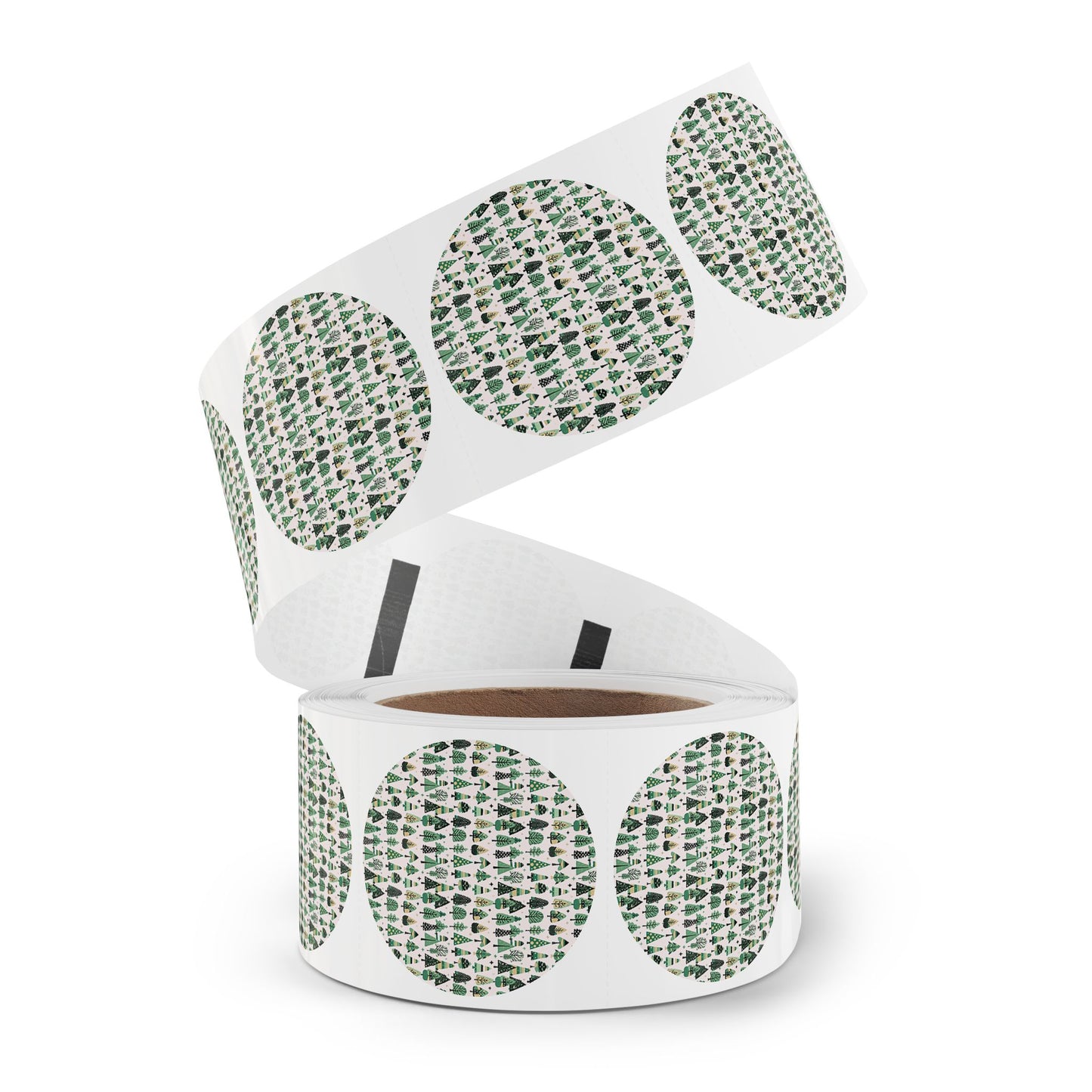 Mini Vintage Green Trees Round Sticker Label Rolls, 2" x 2"